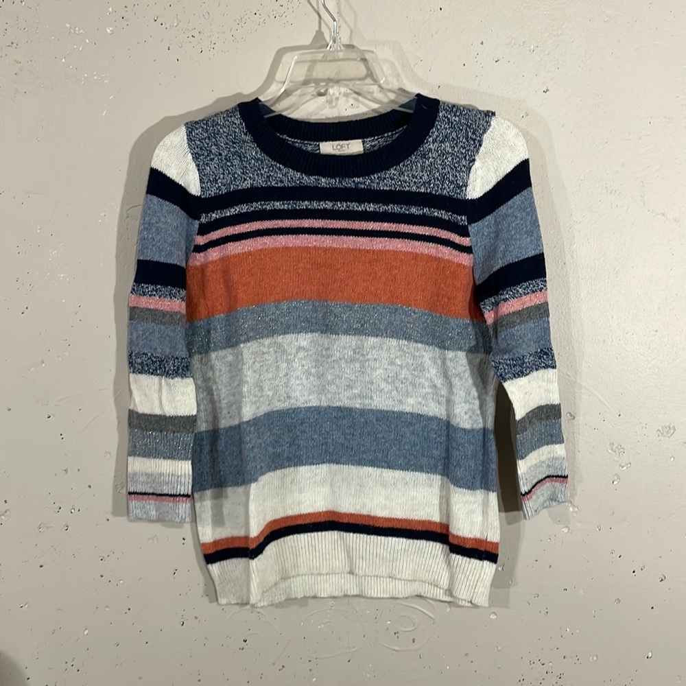 Loft 3/4 Sleeve Multi Colored Sweater. Size Petite XSP